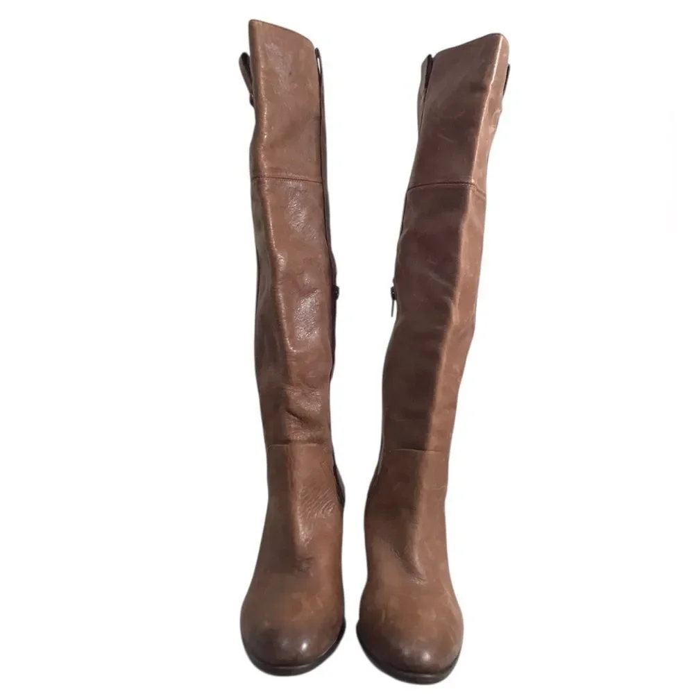Vince Camuto Mordona Brown Knee-High Leather Boots Size 7